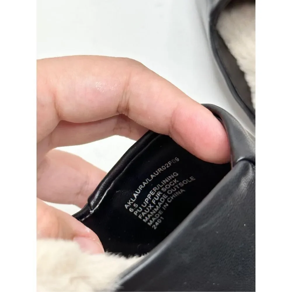 Ann‎ Klein Loafers Womens Size 6.5 Black Faux Leather Slip On Laura Shoes